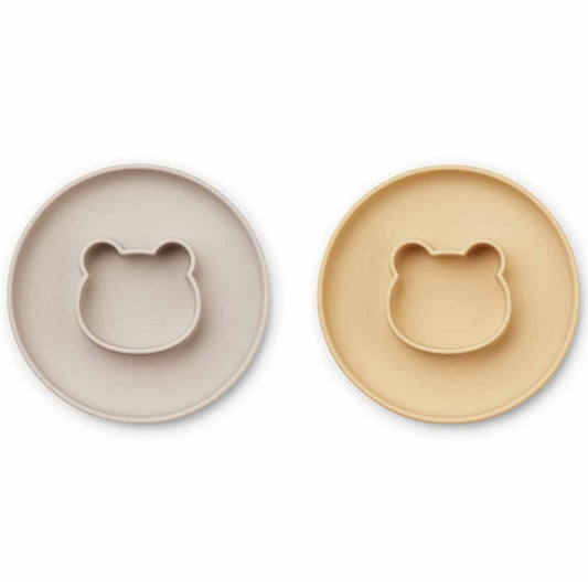 Liewood Gordon Silicone Plate 2-pack Mr Bear Wheat Yellow/Sandy Mix