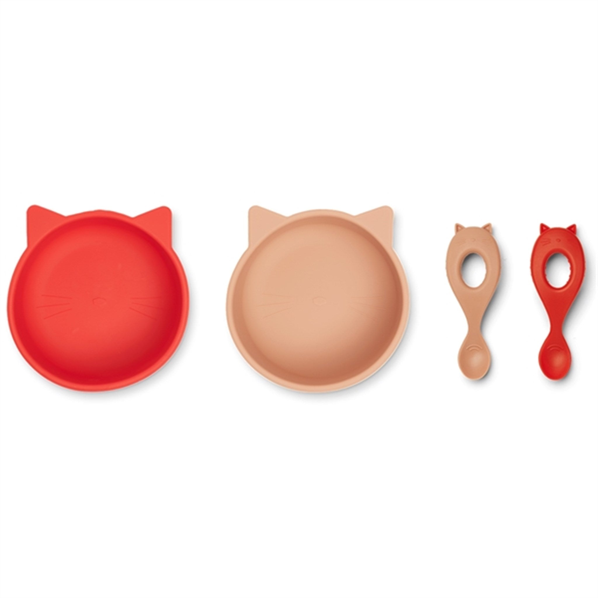 Liewood Evan Silicone Set 2-Pack Cat Apple Red/Tuscany Rose Mix