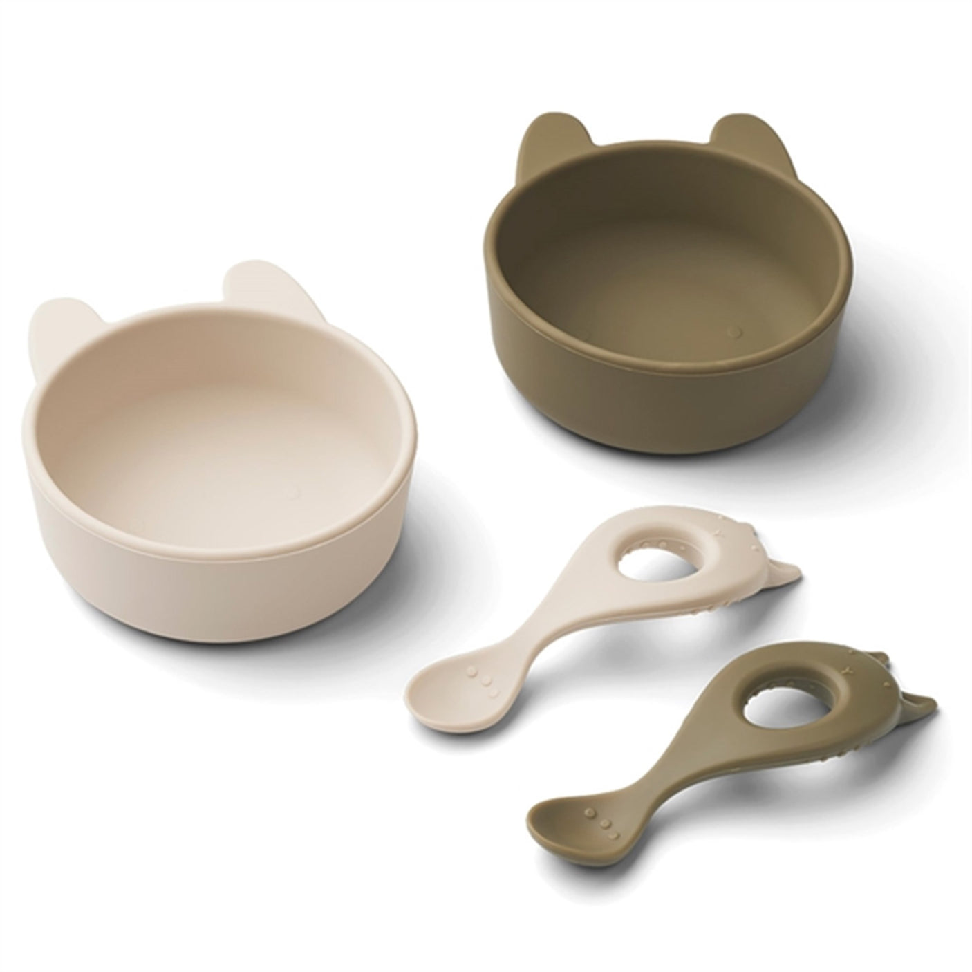 Liewood Evan Silicone Set 2-Pack Rabbit Khaki/Sandy Mix