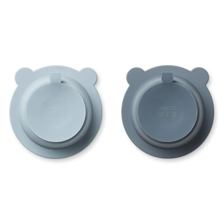 Liewood Peony Suction Bowl 2-pack Sea Blue/Whale Blue mix