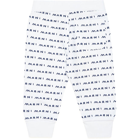 Marni White Blue Logo Sweatpants