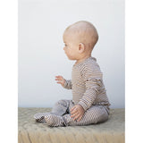 Serendipity Acorn/Offwhite Baby Suit w. Feet Stripe