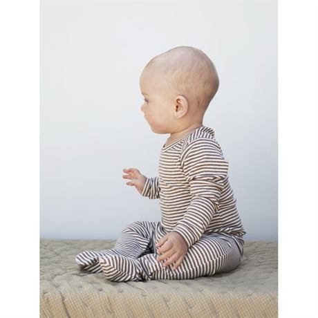 Serendipity Acorn/Offwhite Baby Suit w. Feet Stripe
