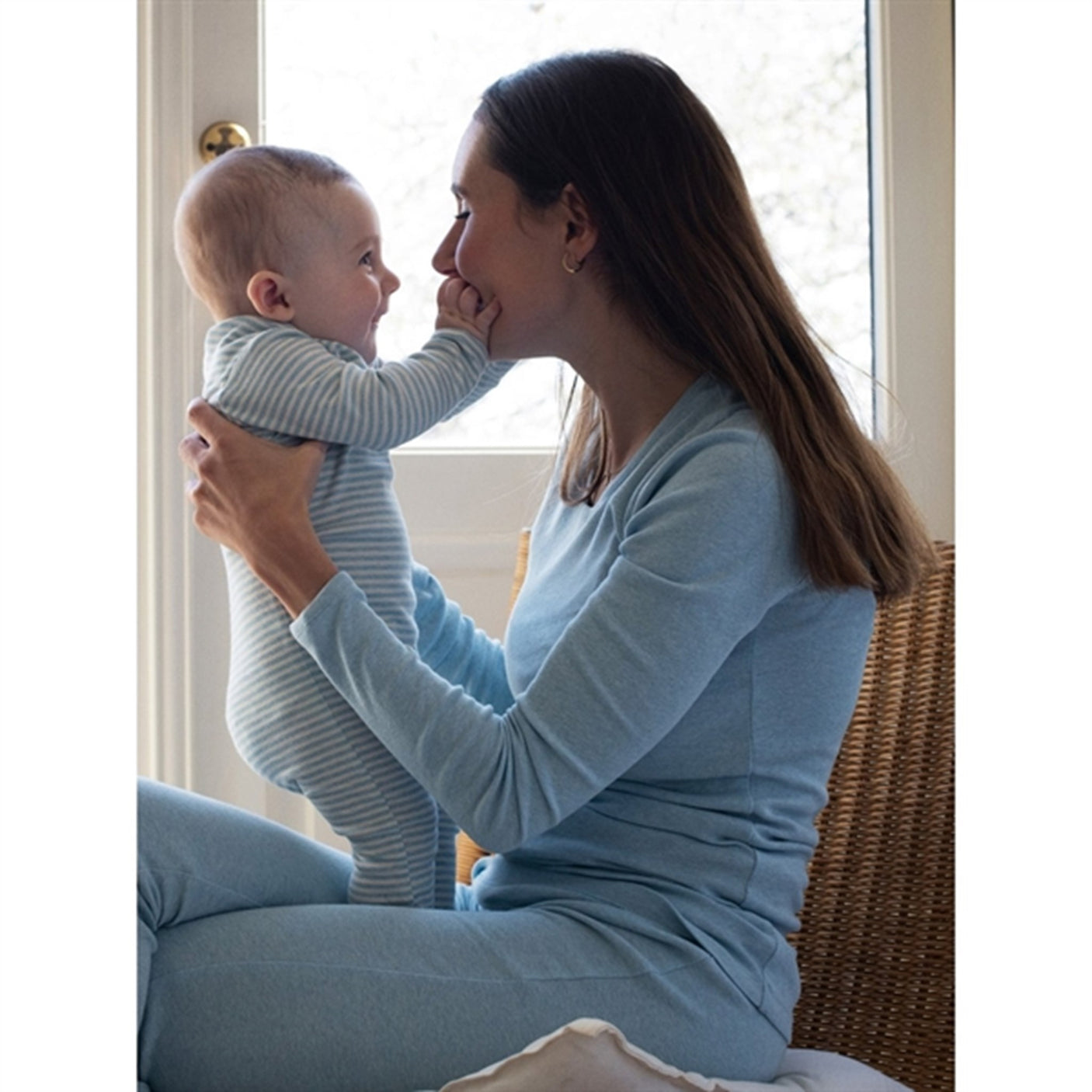 Serendipity Aqua/Ecru Stripe Baby Onesie