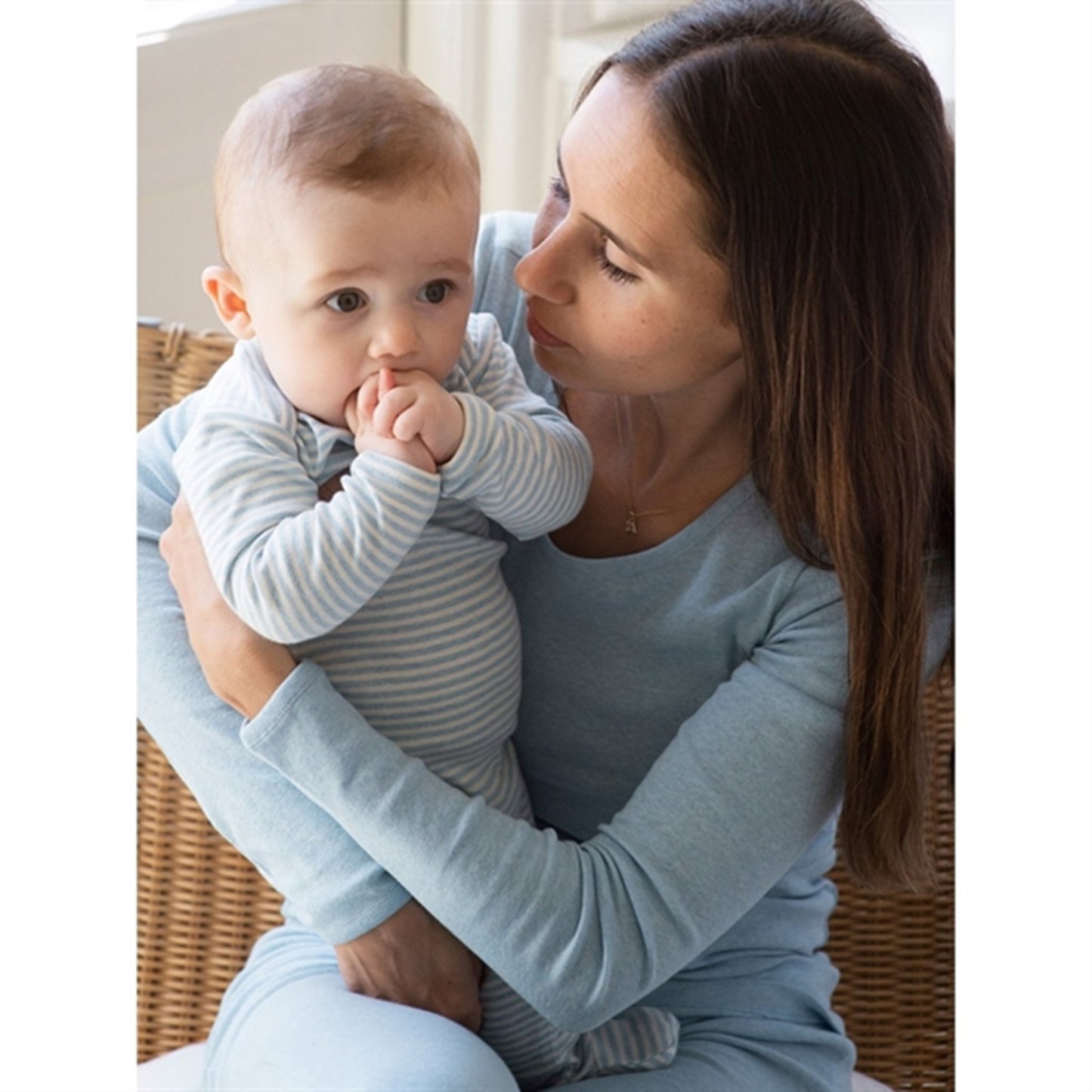 Serendipity Aqua/Ecru Stripe Baby Onesie