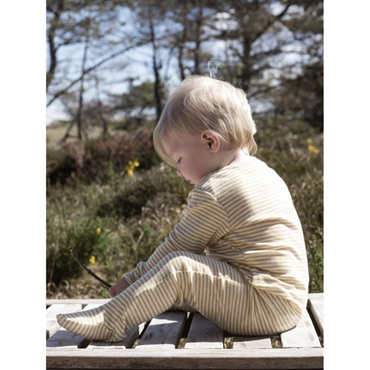 Serendipity Chamomile/Offwhite Baby Suit w. Feet Stripe