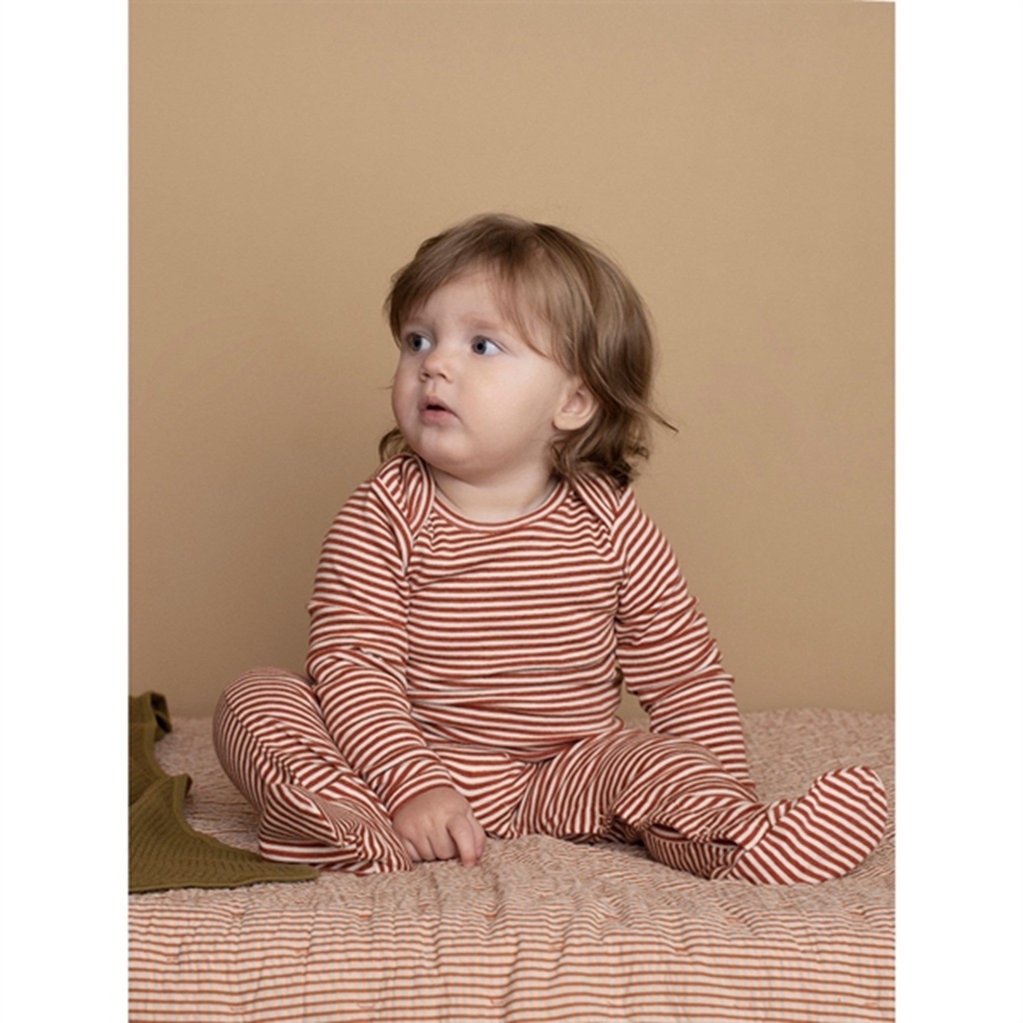Serendipity Rust/Offwhite Baby Stripe Rib Body Suit 2