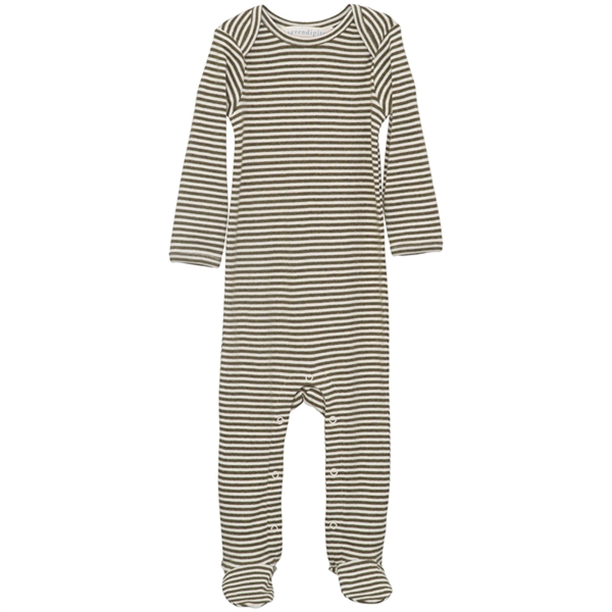 Serendipity Seaweed/Offwhite Baby Stripe Rib Body Suit