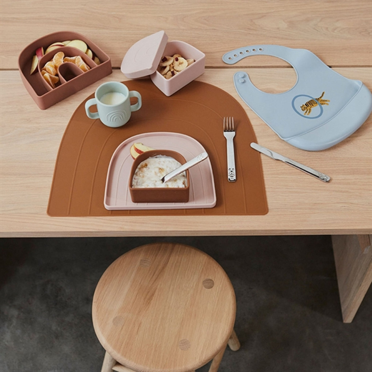 OYOY Rainbow Plate And Bowl Rose/Fudge