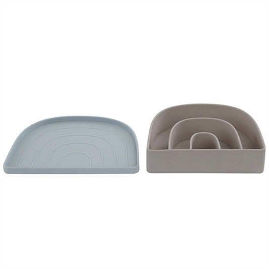 OYOY Rainbow Plate And Bowl Dusty Blue/Clay