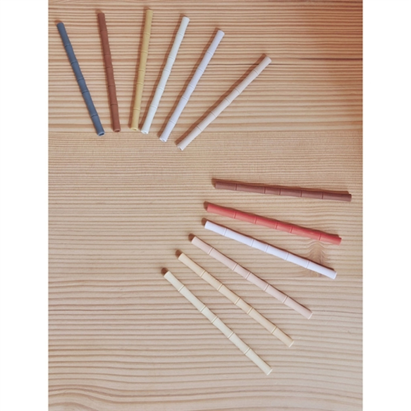 OYOY Bamboo Silicone Straw 6-Pack Caramel / Blue