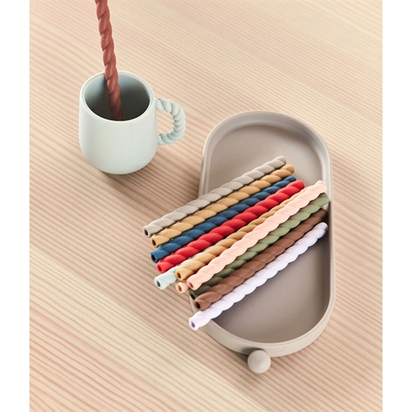 OYOY Mellow Silicone Straw 6-Pack Cherry Red / Vanilla