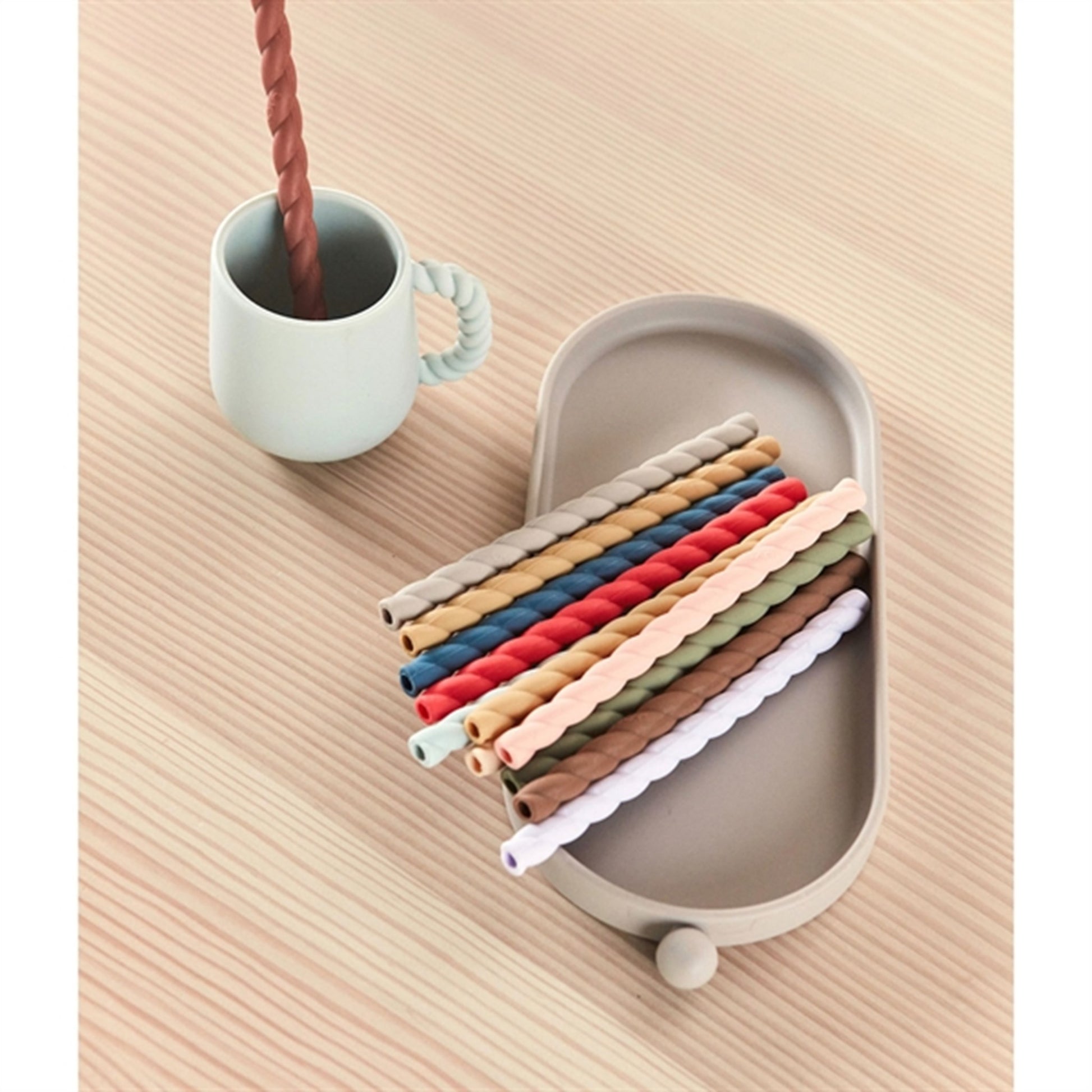 OYOY Mellow Silicone Straw 6-Pack Cherry Red / Vanilla