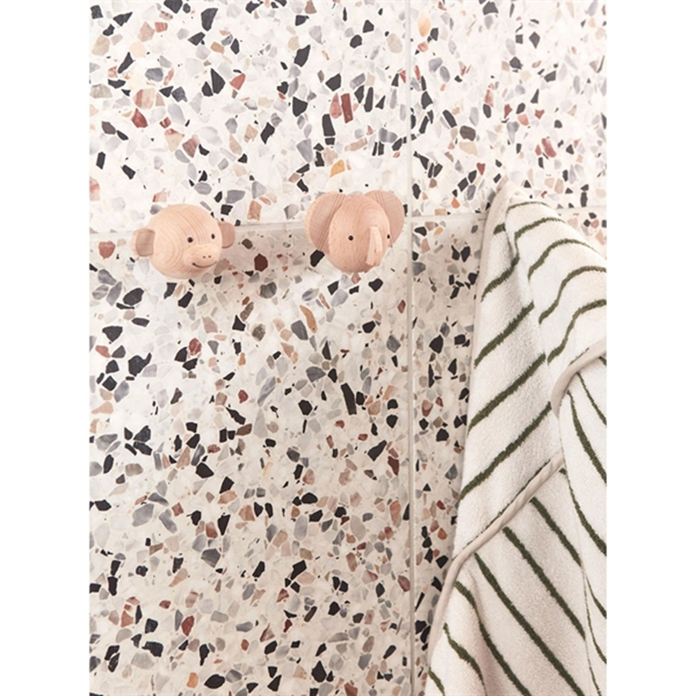 OYOY Raita Hooded Towel Green / Offwhite