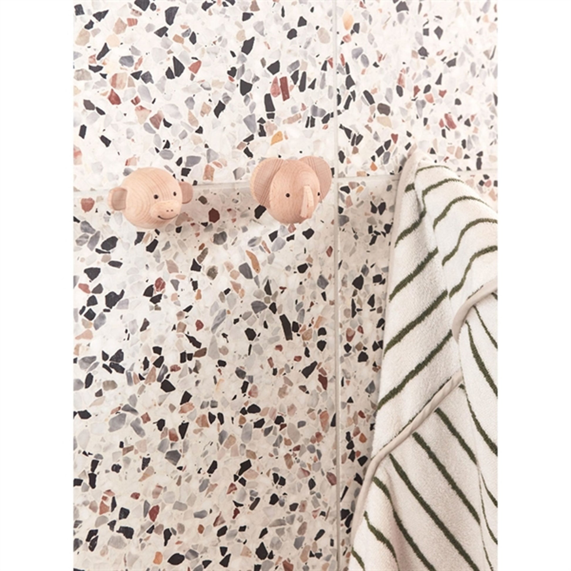 OYOY Raita Hooded Towel Green / Offwhite