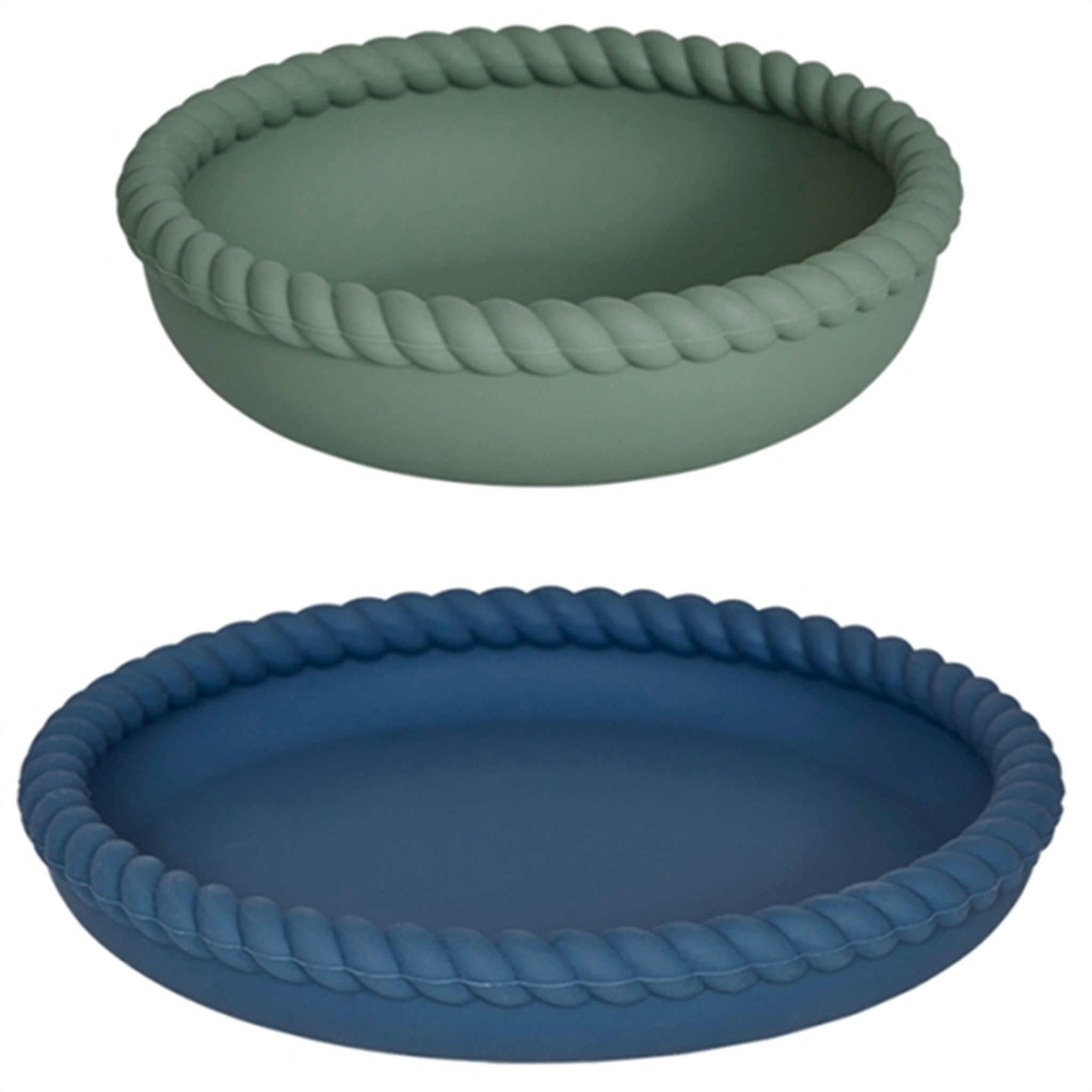 OYOY Mellow Plate And Bowl Blue/Olive
