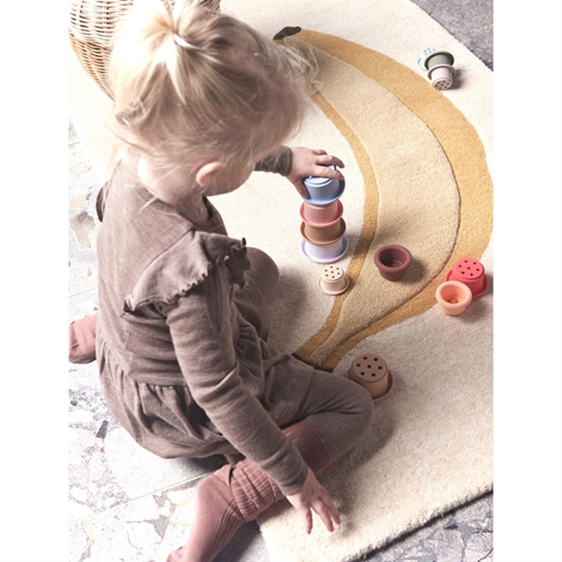 OYOY Tawa Silicone Stacking Cups Caramel / Blue