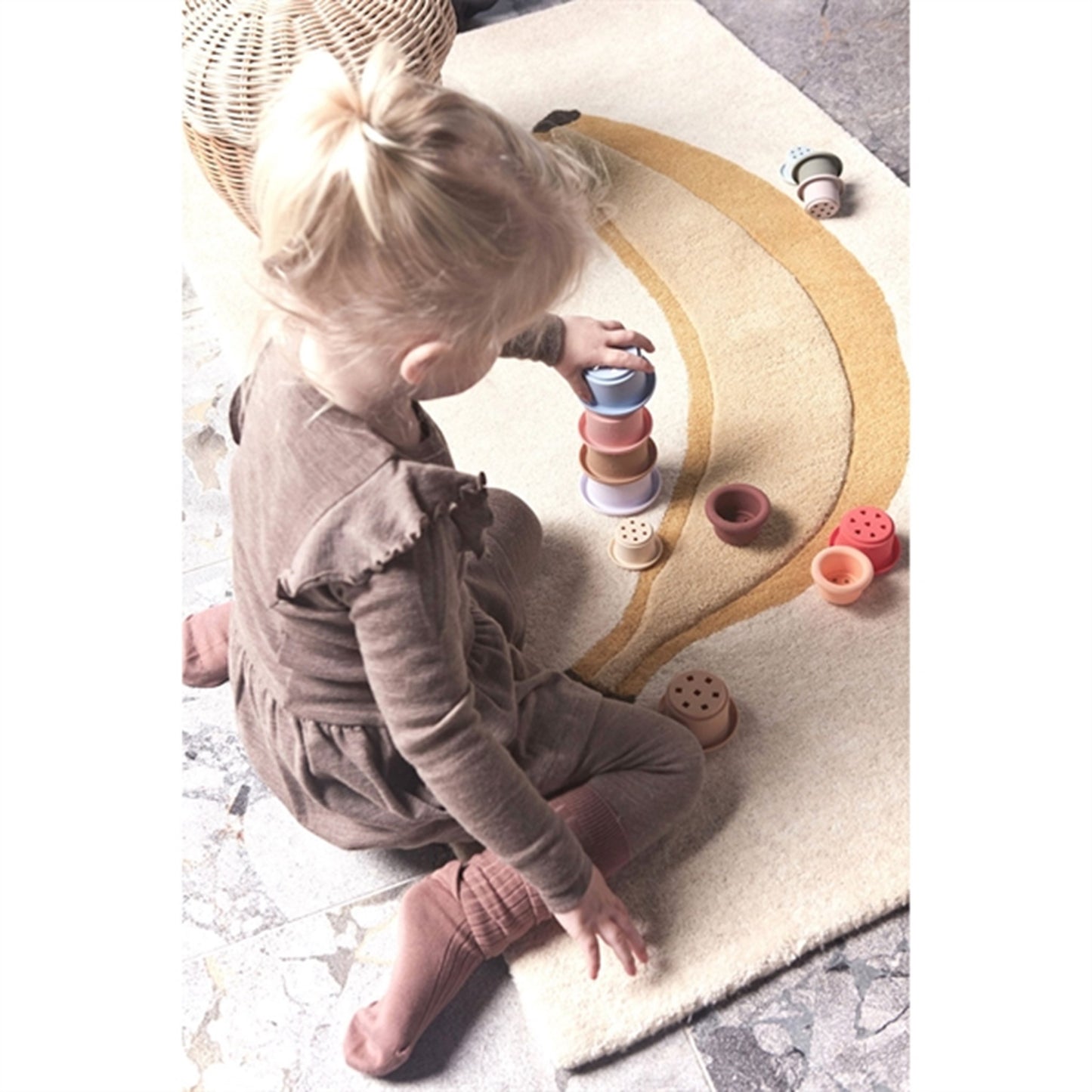 OYOY Tawa Silicone Stacking Cups Cherry Red / Vanilla