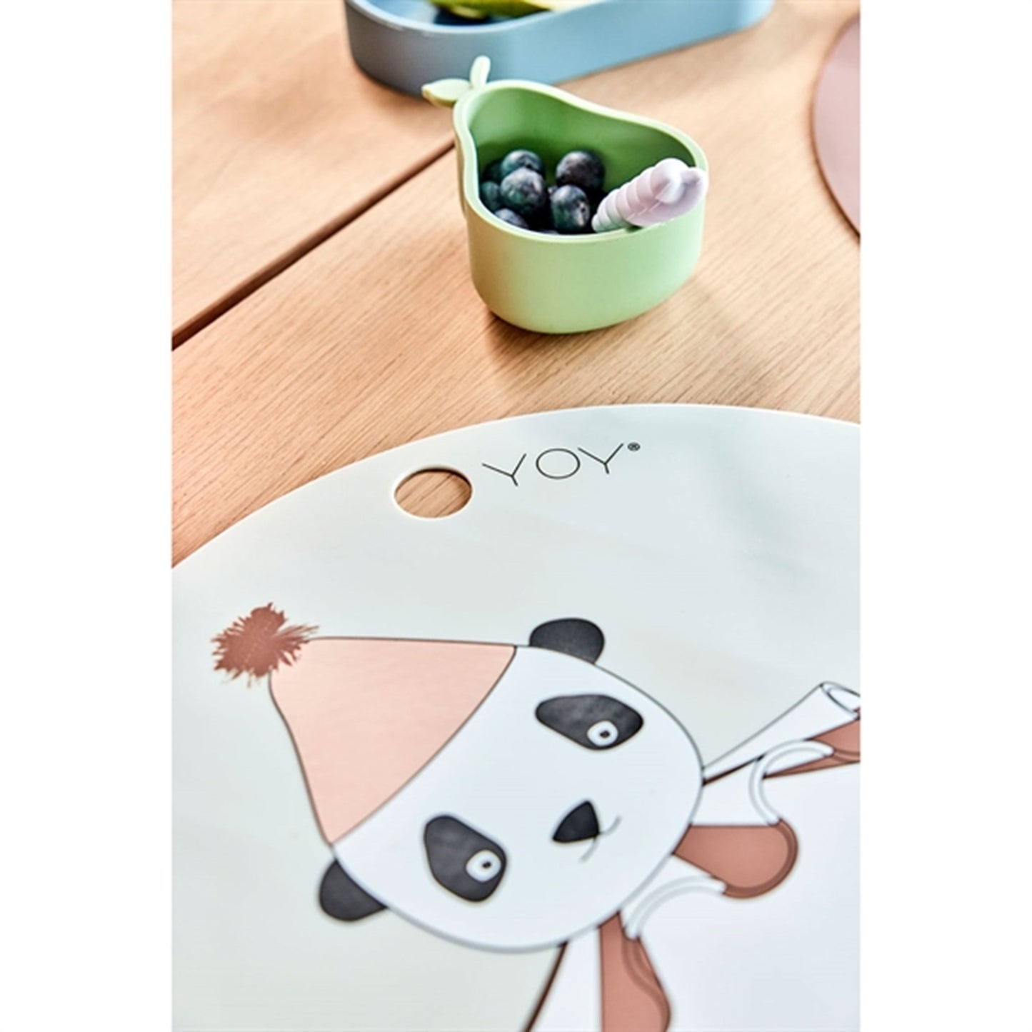 OYOY Placemat Panda Pompom Offwhite