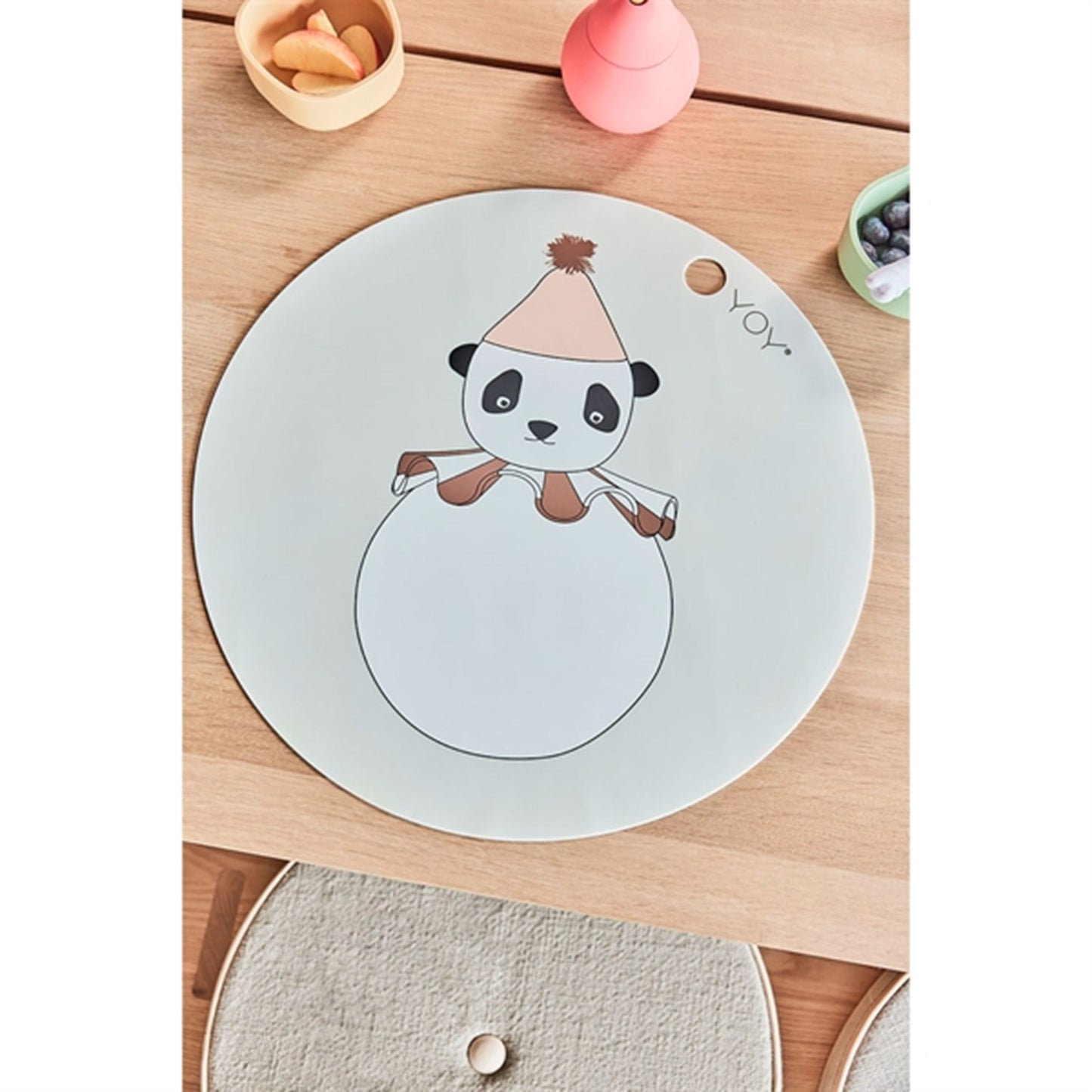 OYOY Placemat Panda Pompom Offwhite