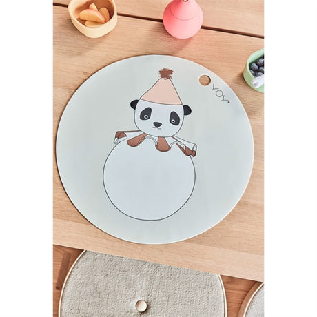 OYOY Placemat Panda Pompom Offwhite