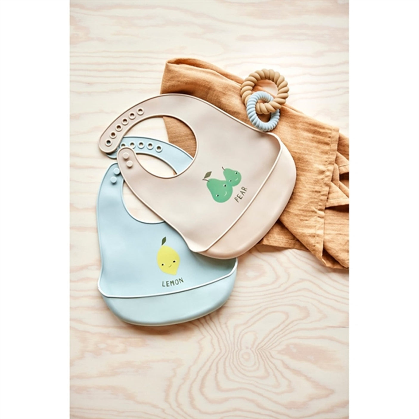 OYOY Yummy Silicone Bib 2-pack Minty / Camel