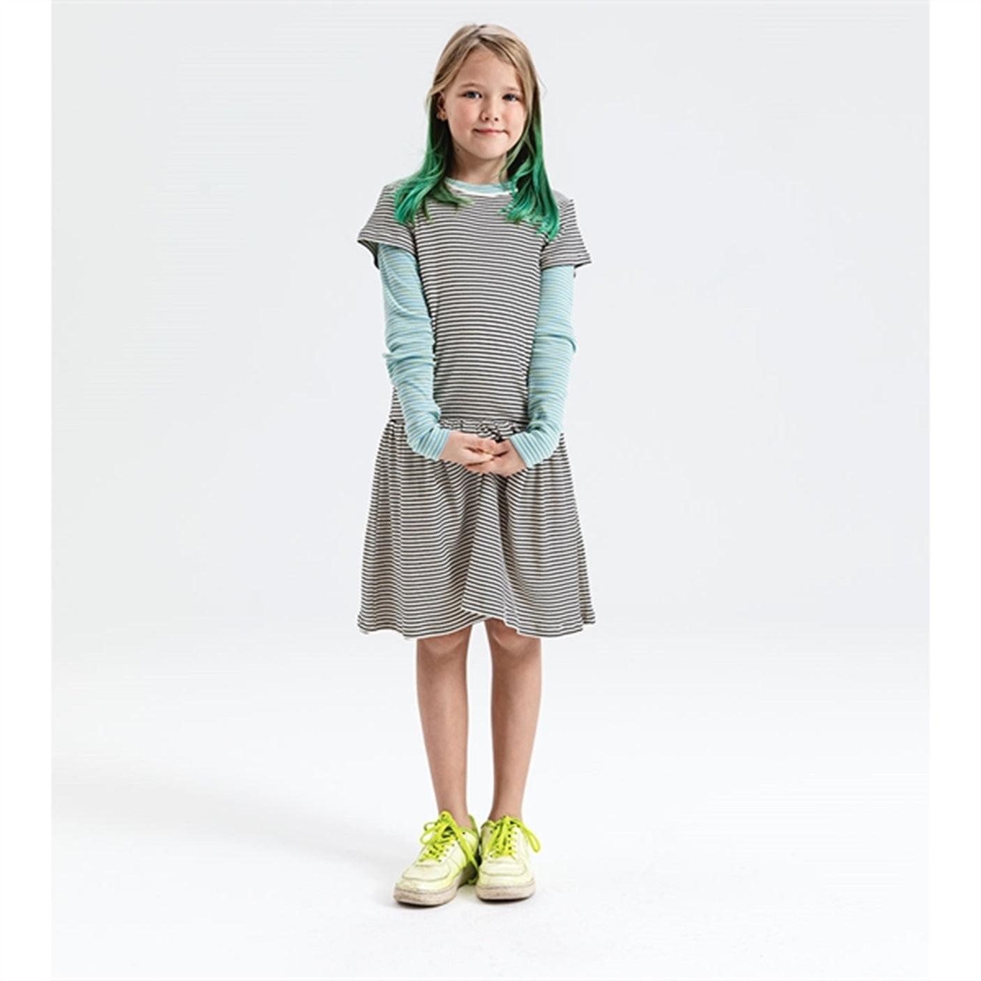 Mads Nørgaard 2x2 Stripe Daisina Delta Robina Blue/Sunny Lime Dress 5