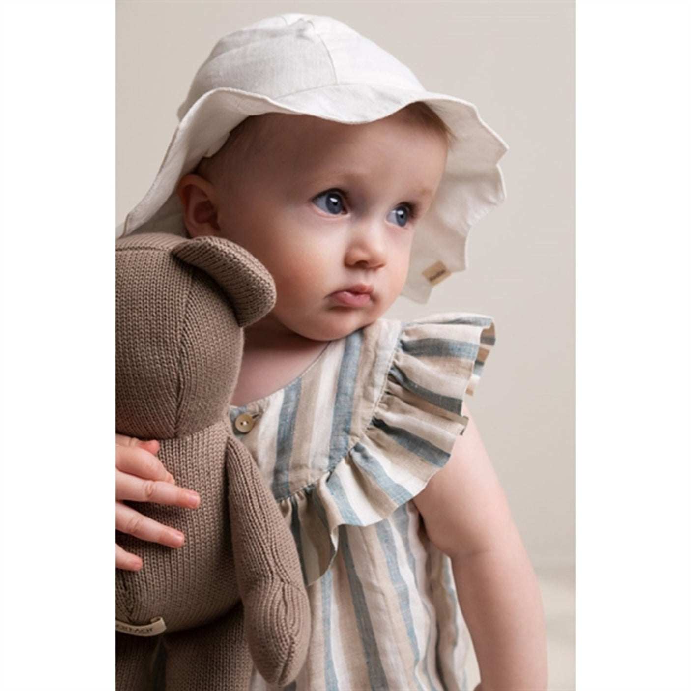 MarMar White Alba Baby L Scallop Sun Hat