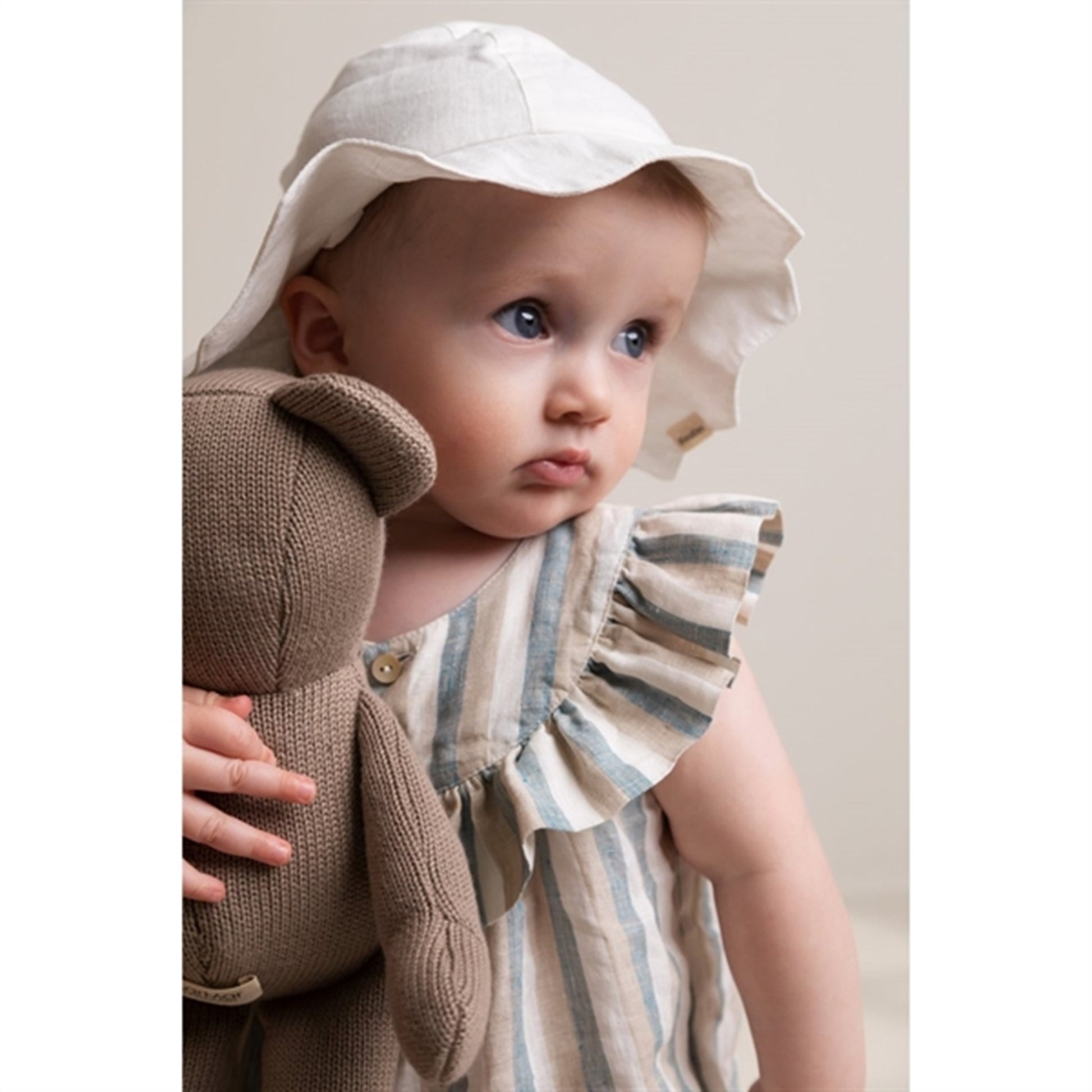 MarMar White Alba Baby L Scallop Sun Hat