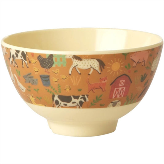 RICE Brown Farm Totable Small Melamine Bowl