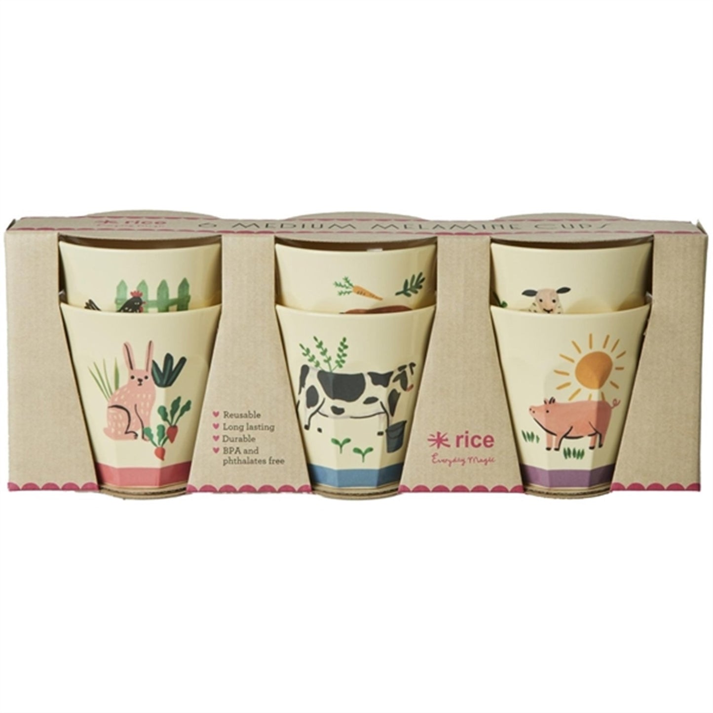 RICE Farm Totable Medium Melamine Cup 6-pack