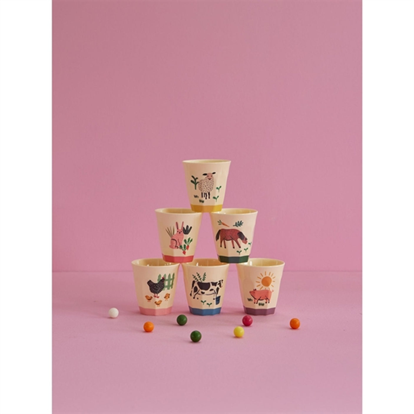 RICE Farm Totable Small Melamine Childrens Cup 6-pack