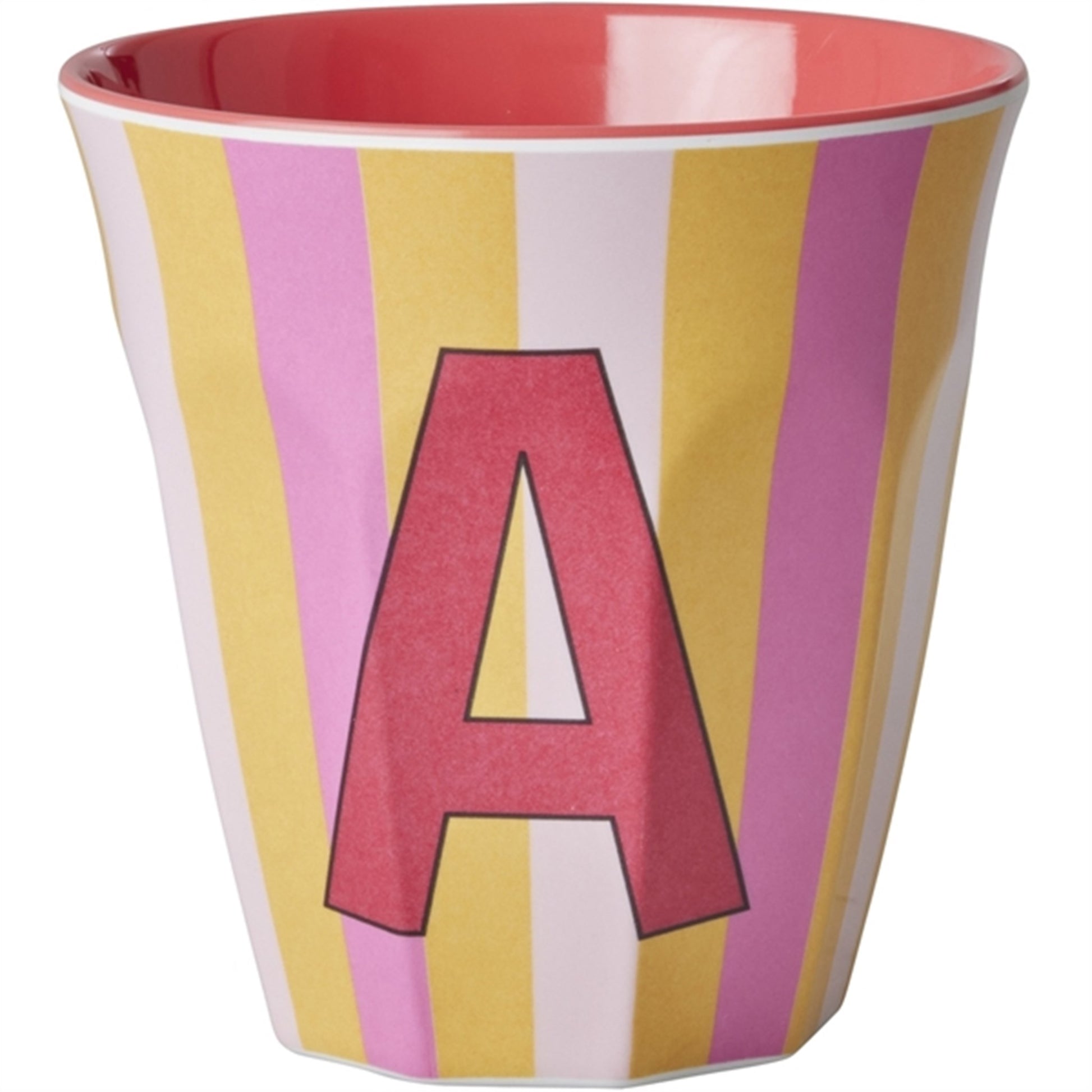 RICE Pinkish Stripes Melamine Alphabet Cup