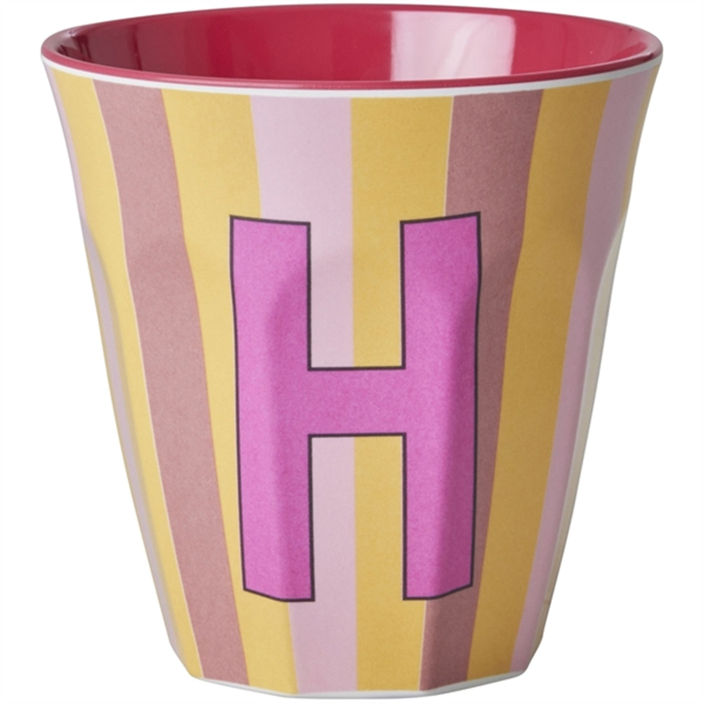 RICE Pinkish Stripes Melamine Alphabet Cup