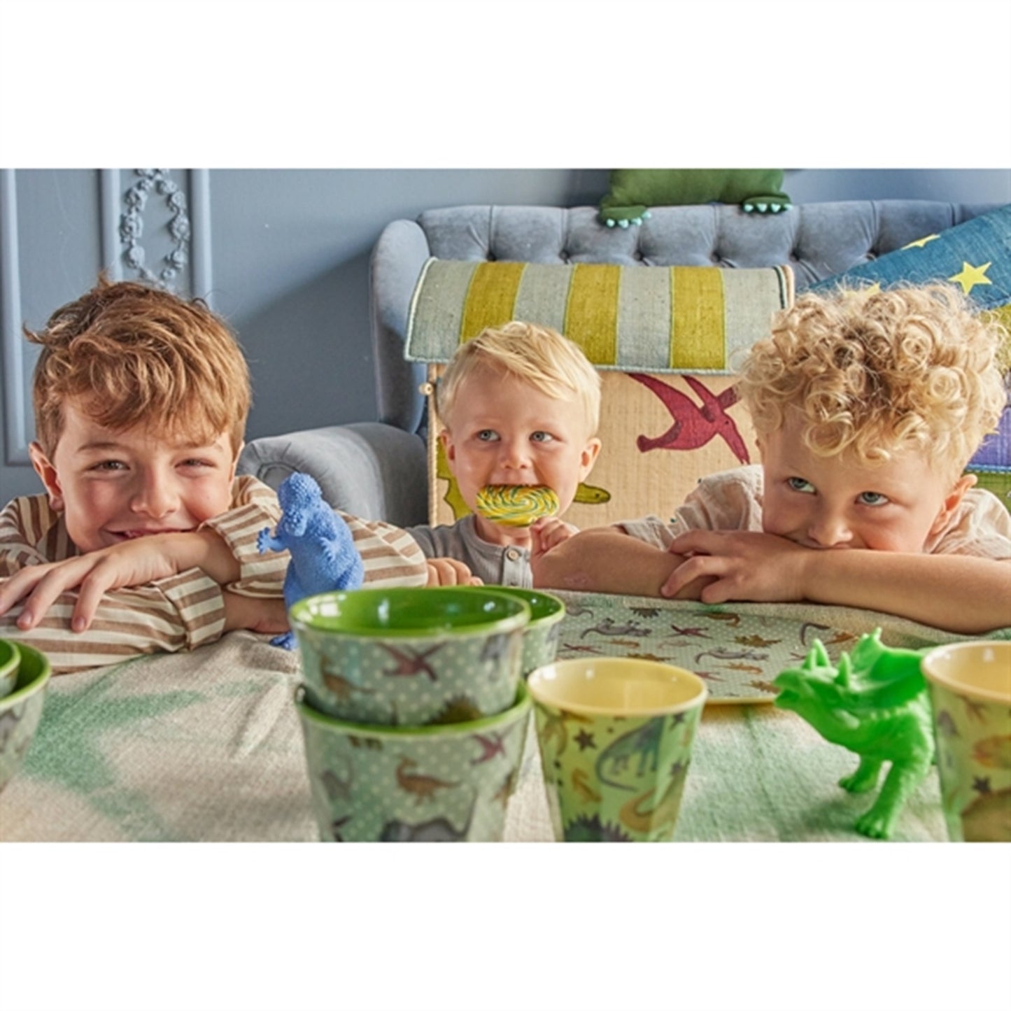 RICE New Dino Print Melamine Rectangular Plate