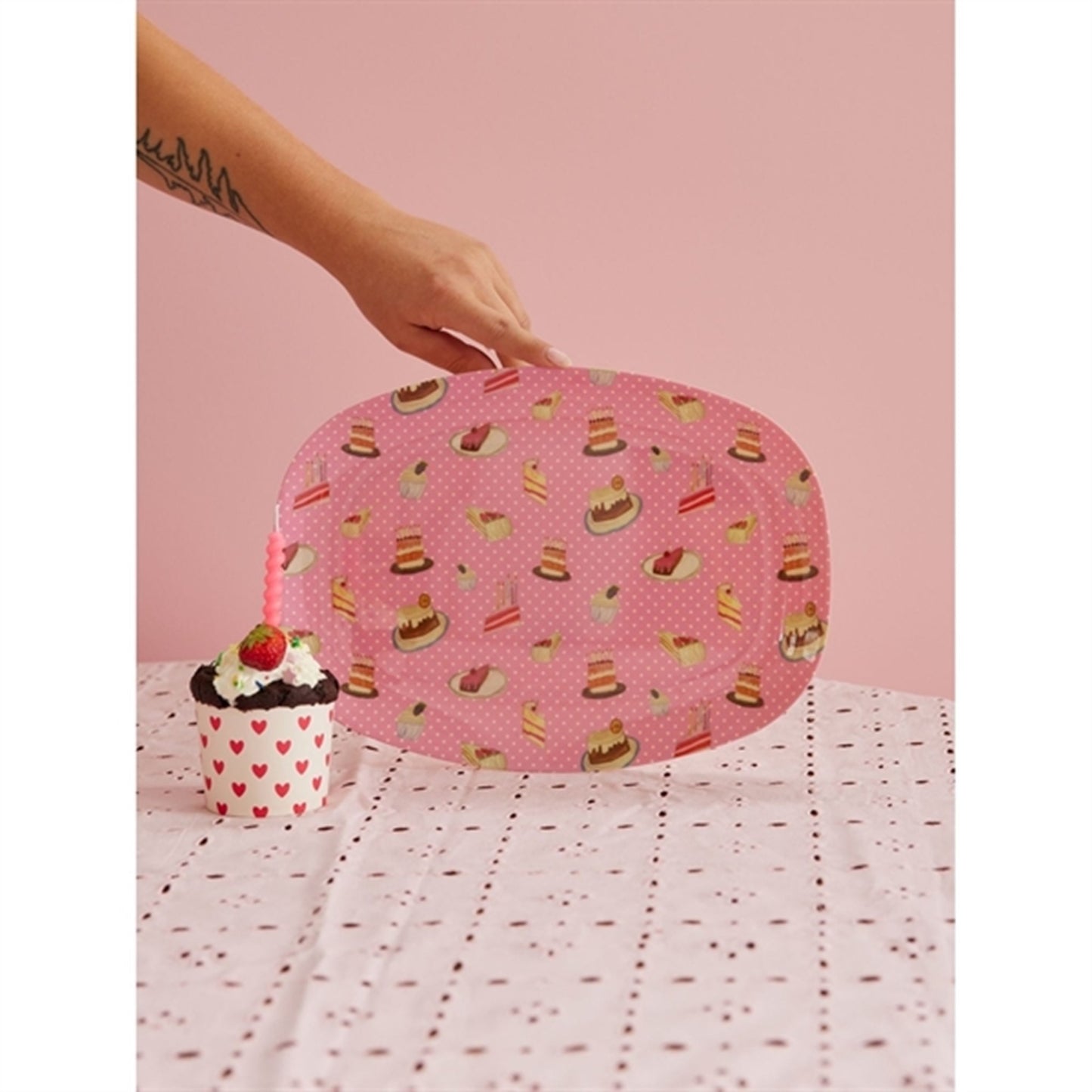 RICE Sweet Cake Print Melamine Rectangular Plate