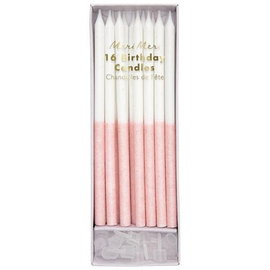 Meri Meri Glitter Birthday Candles Pale Pink 16 pcs