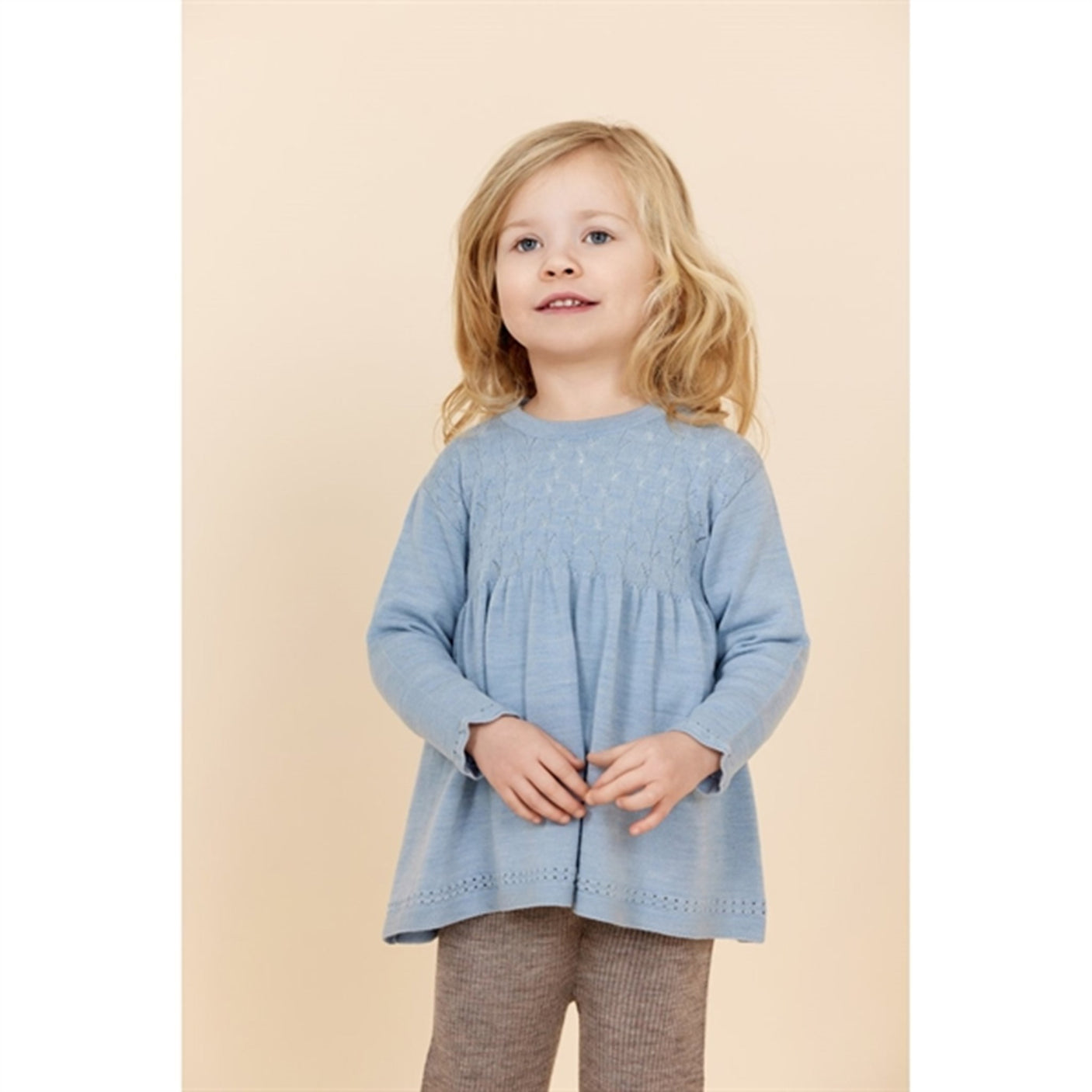 Copenhagen Colors Dusty Blue Merino Blouse Pointelle