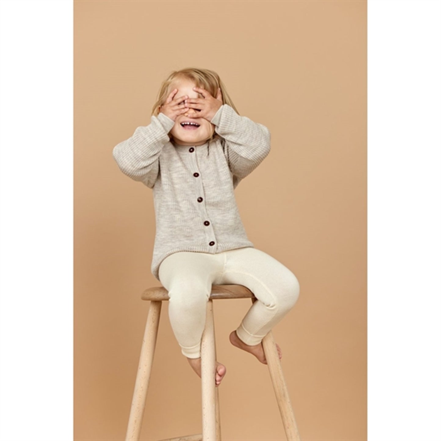 Copenhagen Colors Pale Cream Melange Merino Classic Rib Cardigan