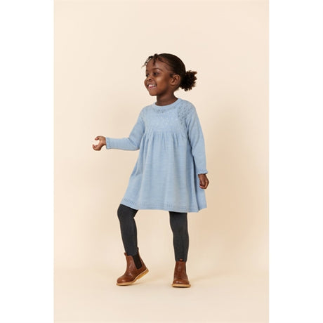 Copenhagen Colors Dusty Blue Merino Dress w. Pointelle