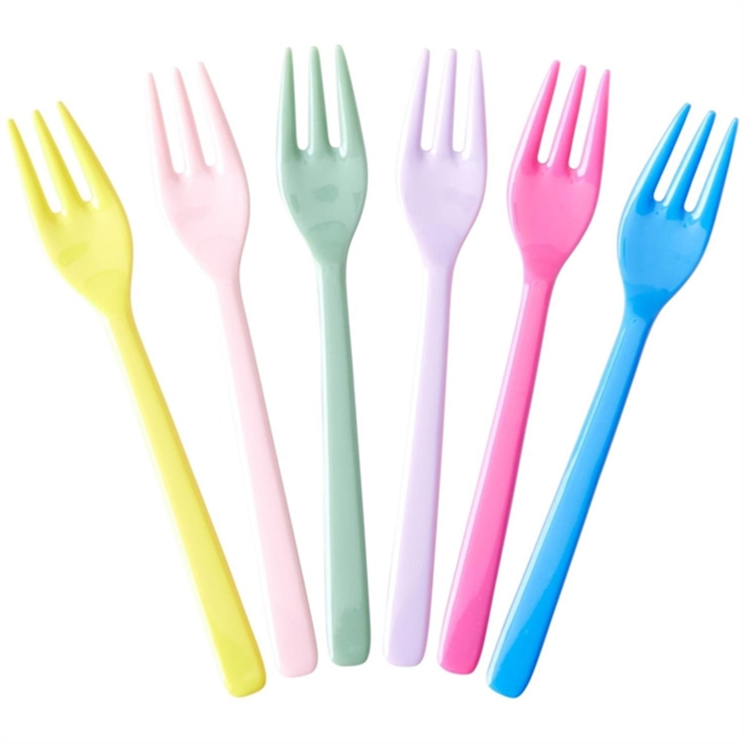 RICE Multicolour Melamine Cake Fork 6-pack