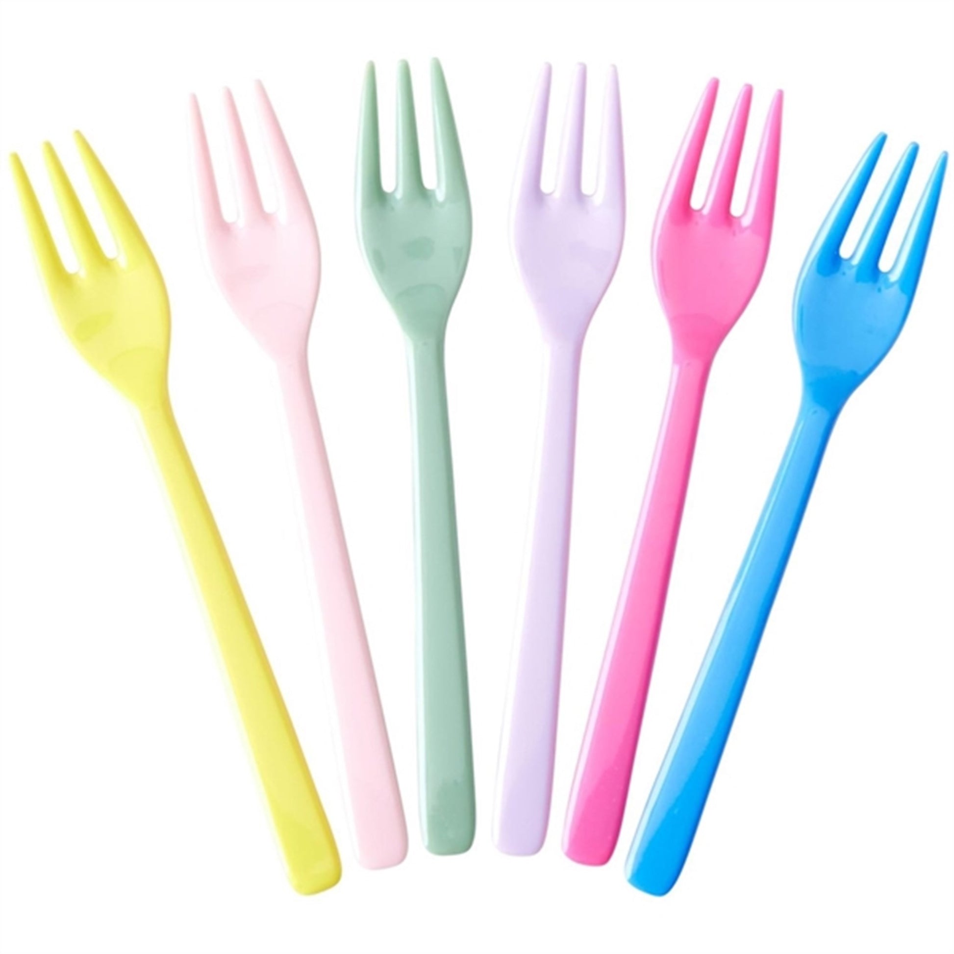 RICE Multicolour Melamine Cake Fork 6-pack