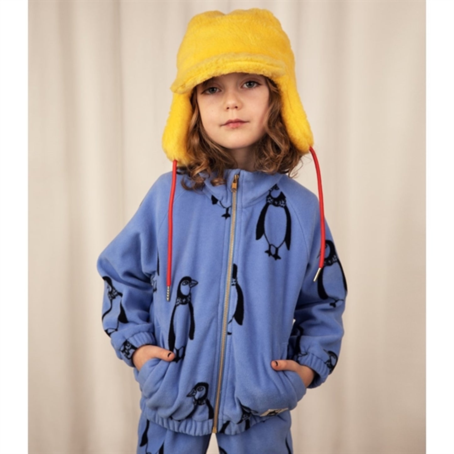 Mini Rodini Penguin Fleece Jacket Blue