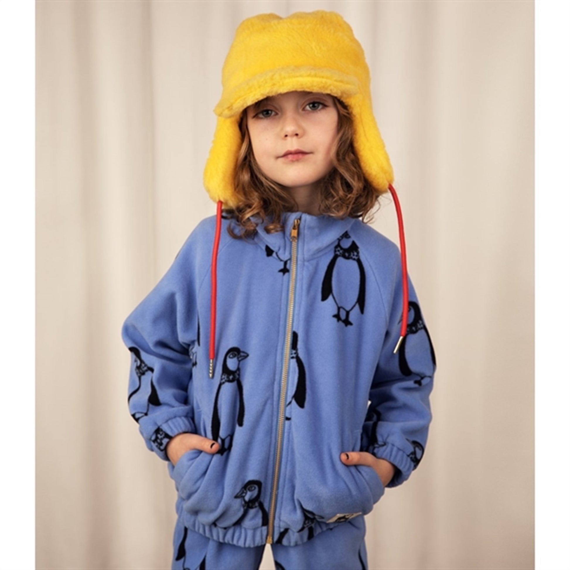 Mini Rodini Penguin Fleece Jacket Blue