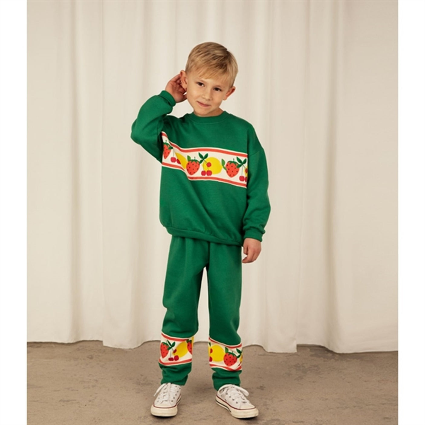 Mini Rodini Fruits Border Sweatshirt Green