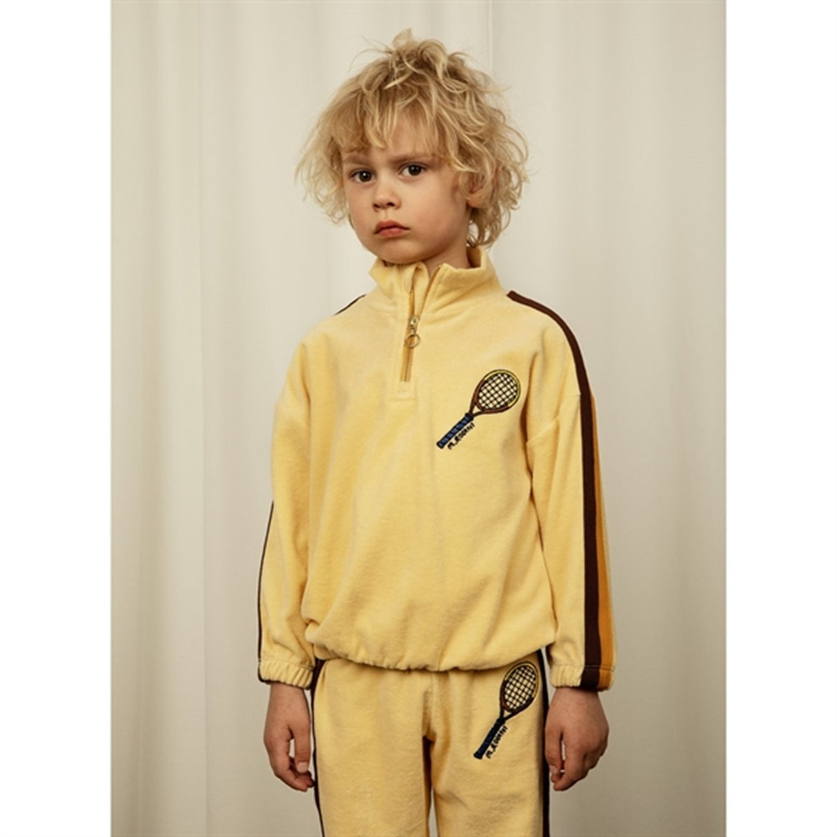Mini Rodini Yellow Tennis Emb Terry Pants