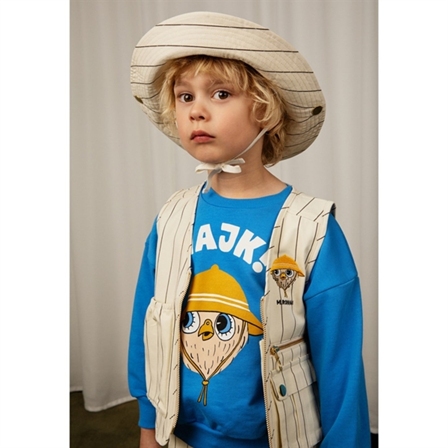 Mini Rodini Owl Emb Utility Vest Offwhite