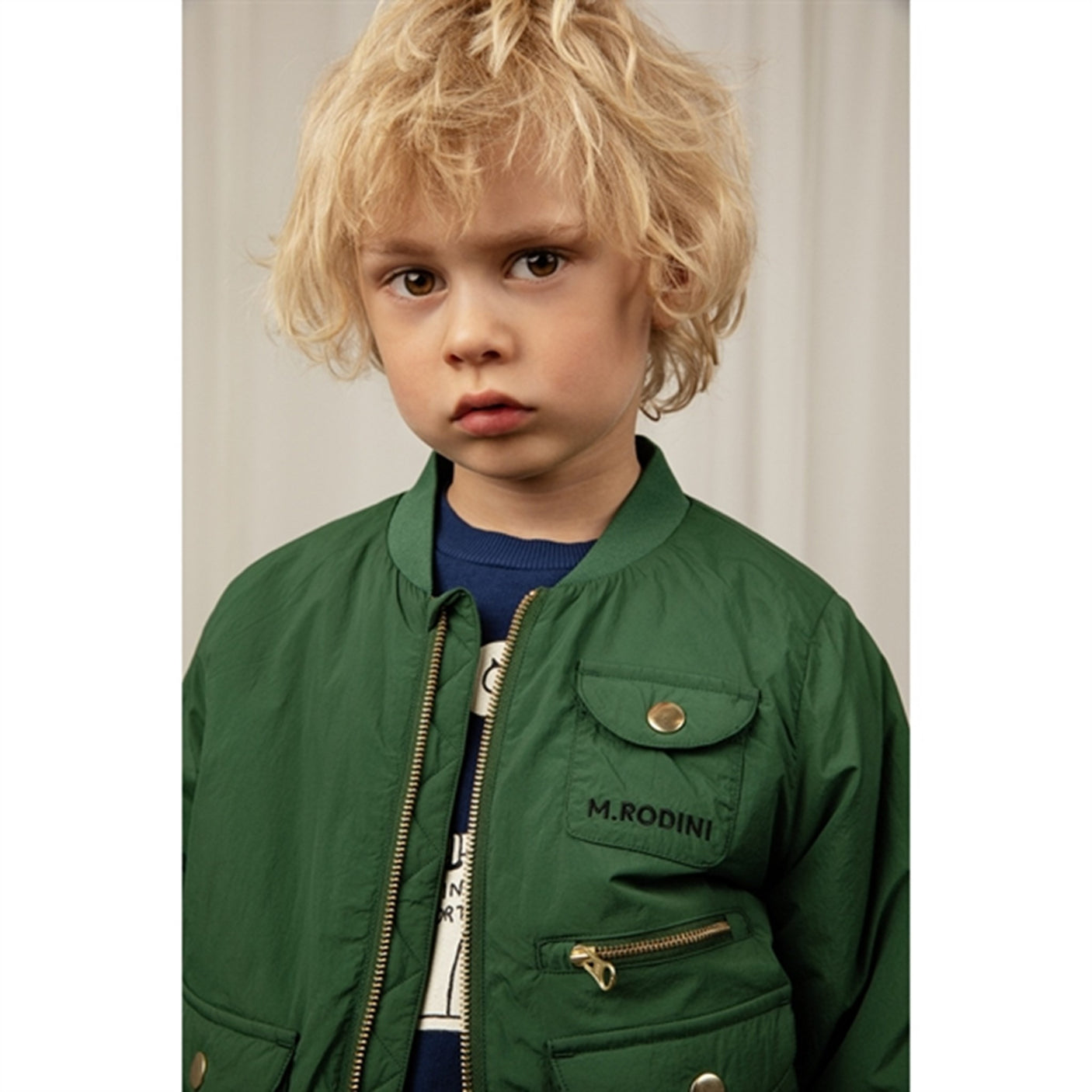 Mini Rodini Nylon Baseball Jacket Green