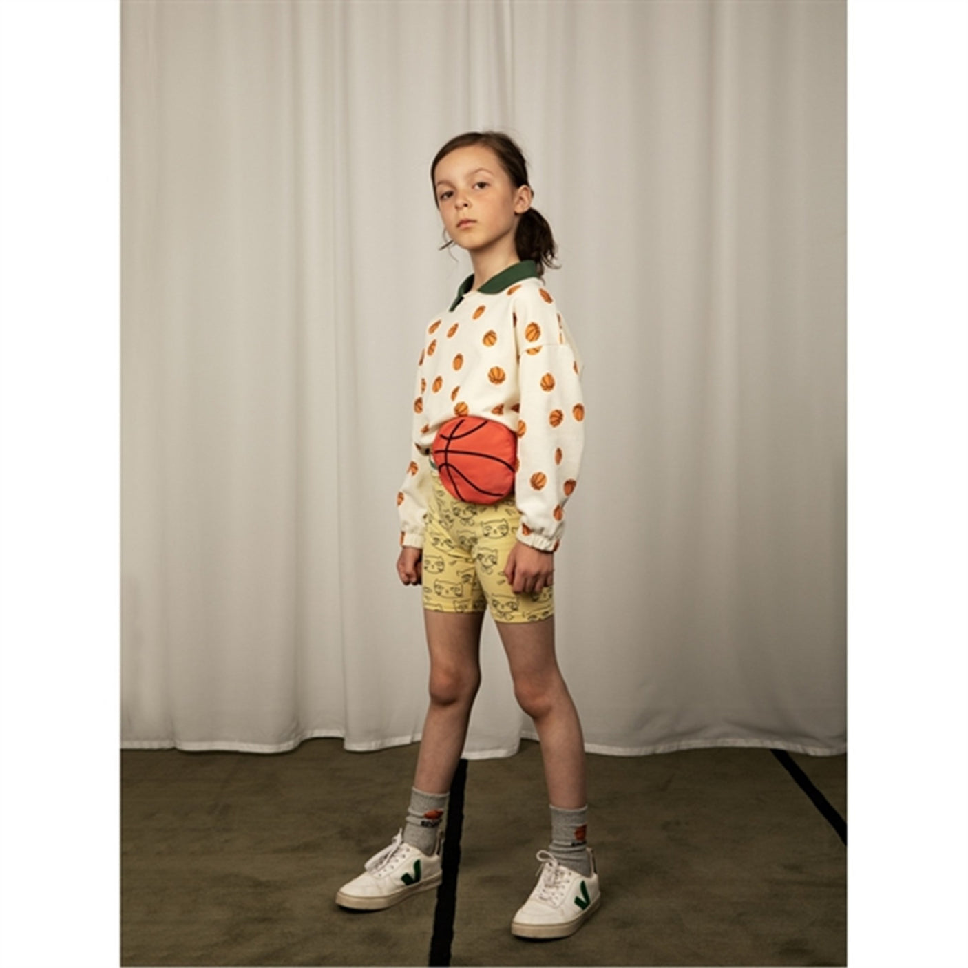 Mini Rodini Offwhite Basketball Aop Collar Sweatshirt