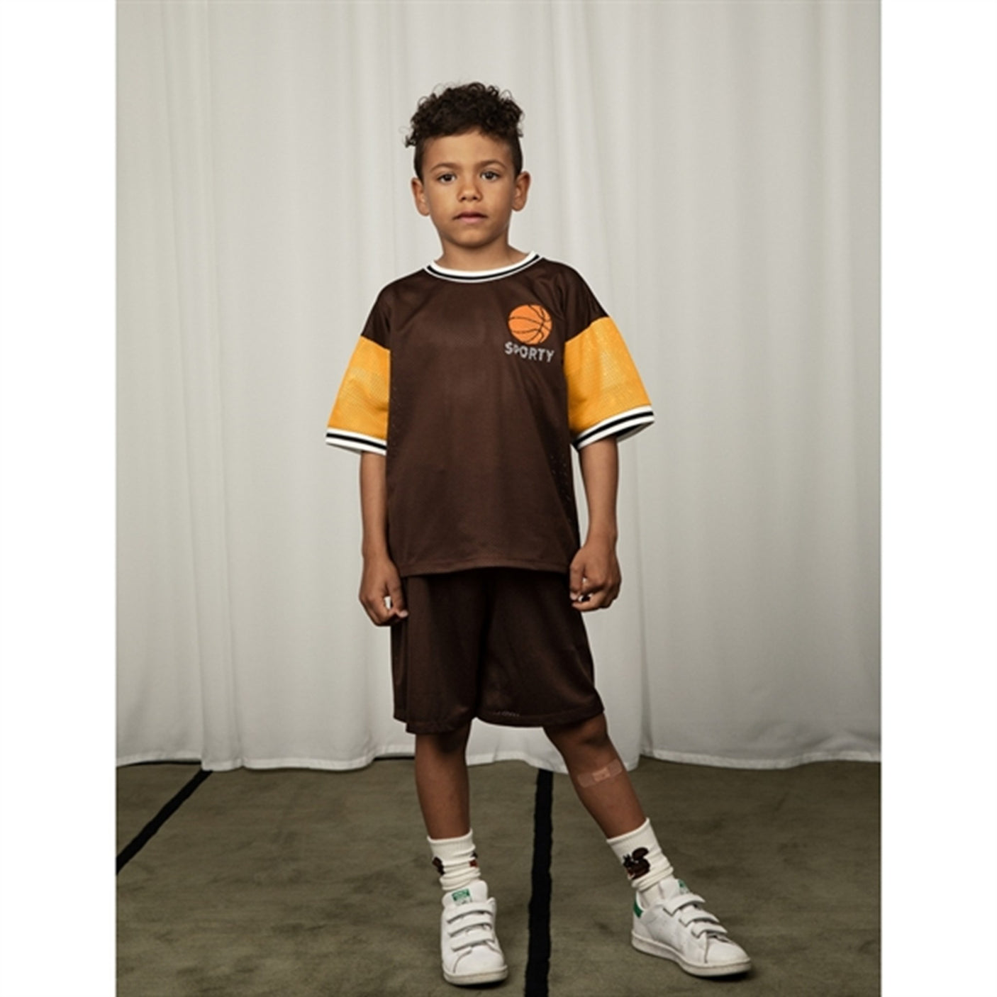 Mini Rodini Brown Basket Mesh Sp T-shirt